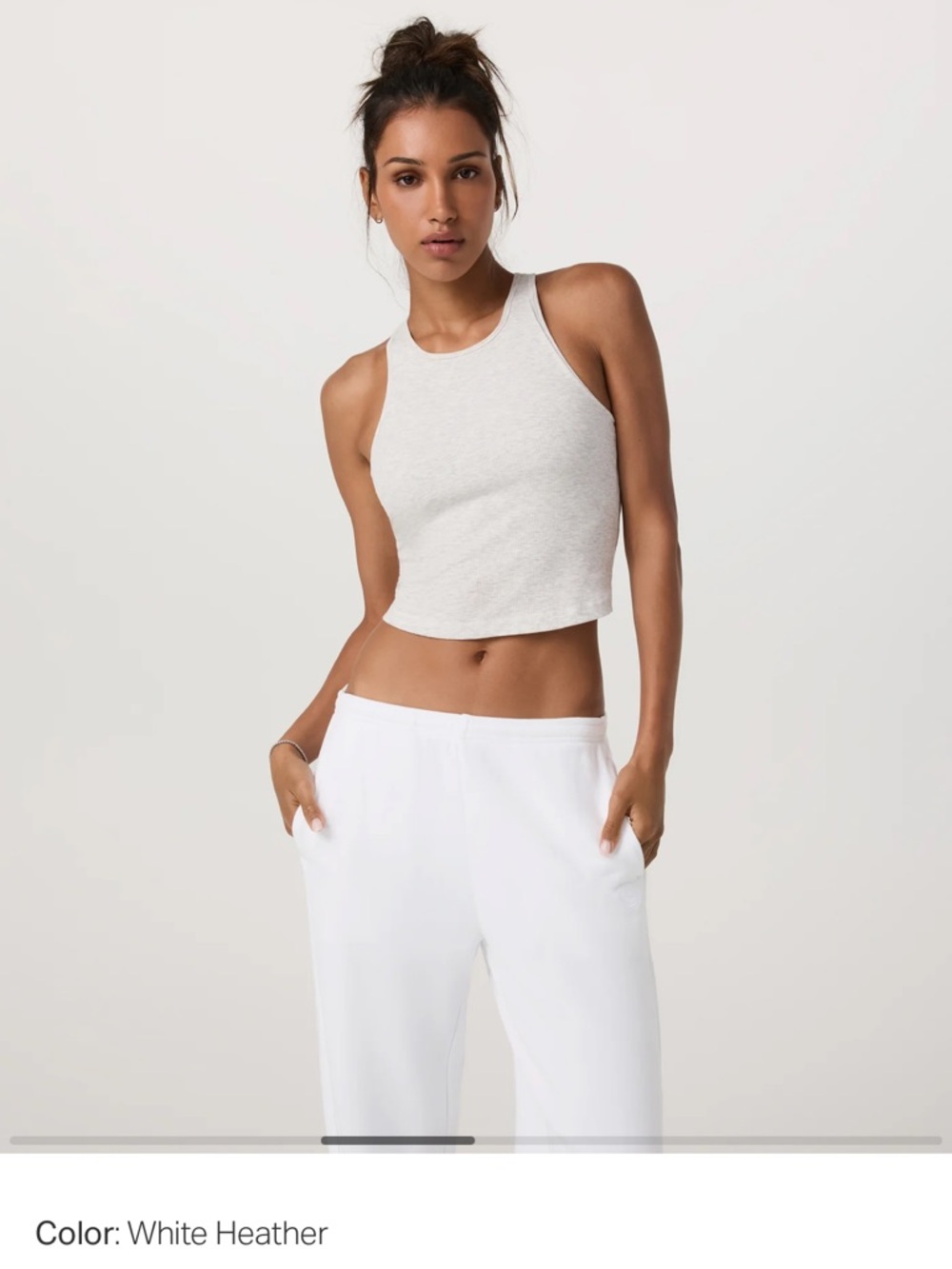 Vuori White Ribbed Racerback Tank